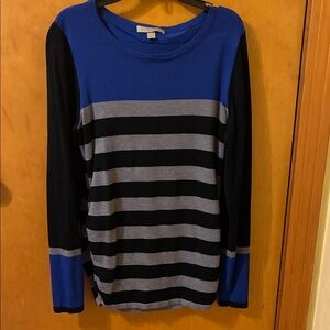 One A Royal Blue and Black Striped Long Sleeve Top